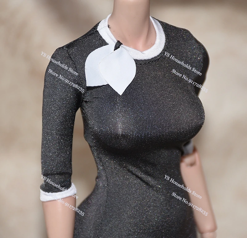 1/6 Vrouwelijke Soldaat Stewardess Cosplay Professioneel Pak Rok Boog Ontwerp Zwarte Korte Jas Speelgoed Accessoire Voor 12 "Figuur Lichaam
