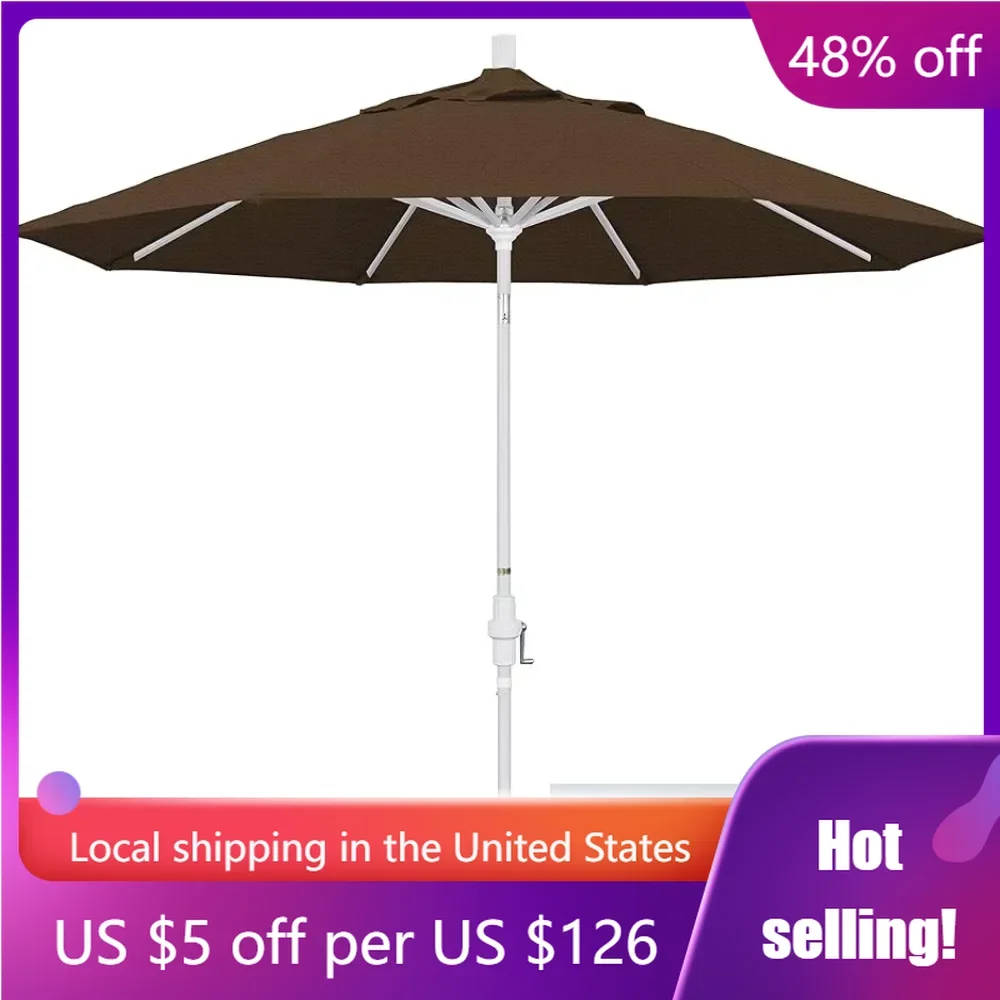 

White Pole Led Umbrella for the Beach 9' Round Aluminum Market Umbrella Crank Lift Collar Tilt Gazebo Teak Olefin Freight Free