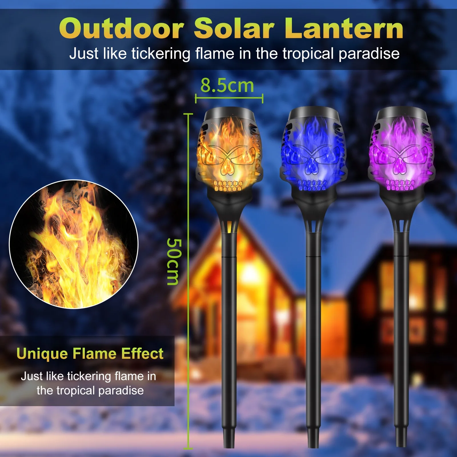 

Solar Skull Flame Lamp Solar Torch Lamp Outdoor Waterproof Lawn Ground Inserted Landscape Garden Path Lawn Light LED Light