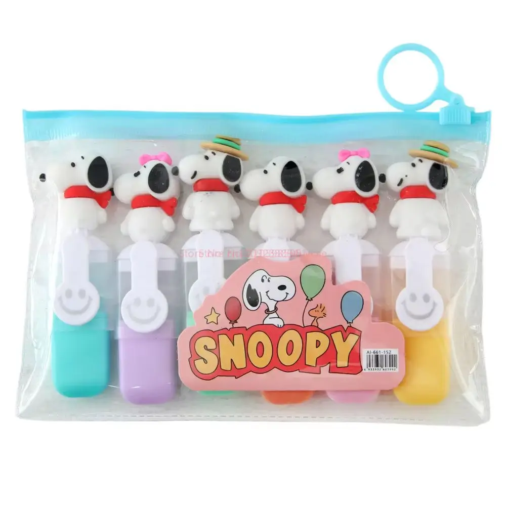 6/30pcs Japanese Kawaii Snoopy Highlighter Cute Mini 6 Color Set Color Marker Student Highlighter Stationery Gift view 6