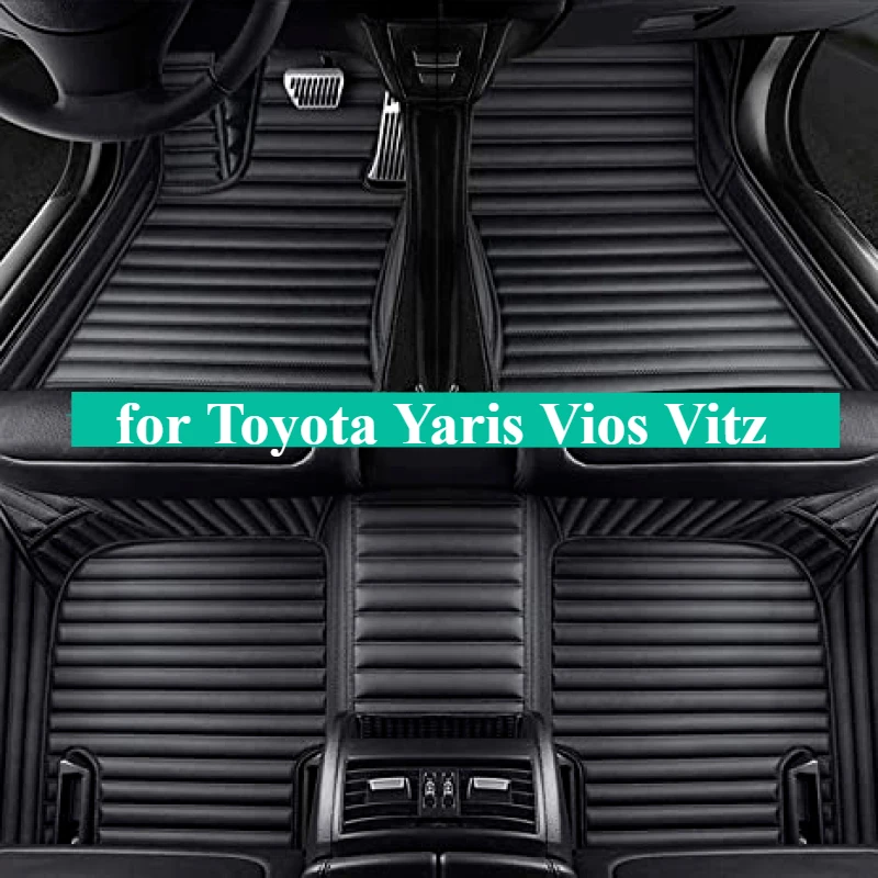 Custom Car Floor Mats for Toyota Yaris Vios Vitz 1997-2024 Interior Accessories Auto leather Carpet Rugs Foot Trunk cushion