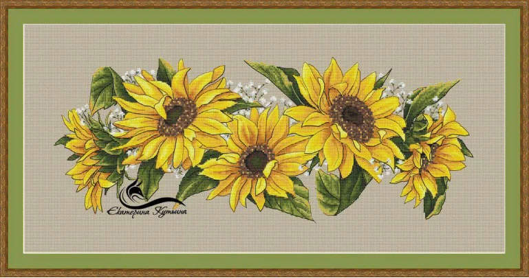 20- Five Sunflowers 59-30 Needlework Kit unprinting Cross Stich  Set DIY Kits Cross-stitch Embroidery Set Stitch Kit