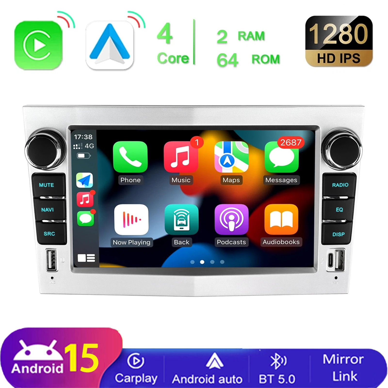 MOPECT 2Din 7“ Android autoradio voor Opel Astra H G J Zafira B Corsa C D Antara Vectra Vivaro GPS RDS Dual USB CarPlay autoradio