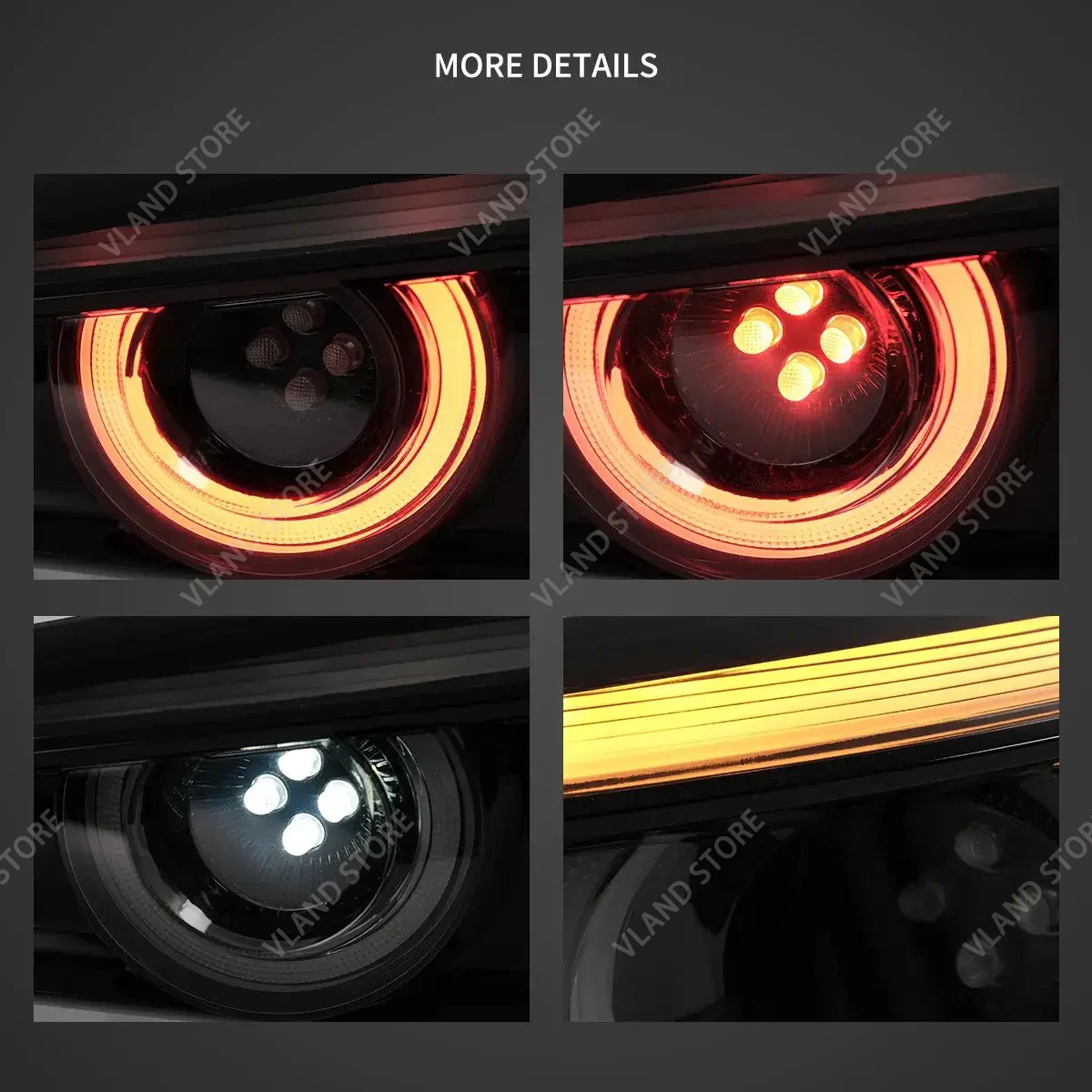 Vland 14-18 Mazda3 Axela 3rd Gen (BM, BN) Sedan LED Tail Lights With Dynamic Welcome Lighting Not Compatible with Compact Sedan