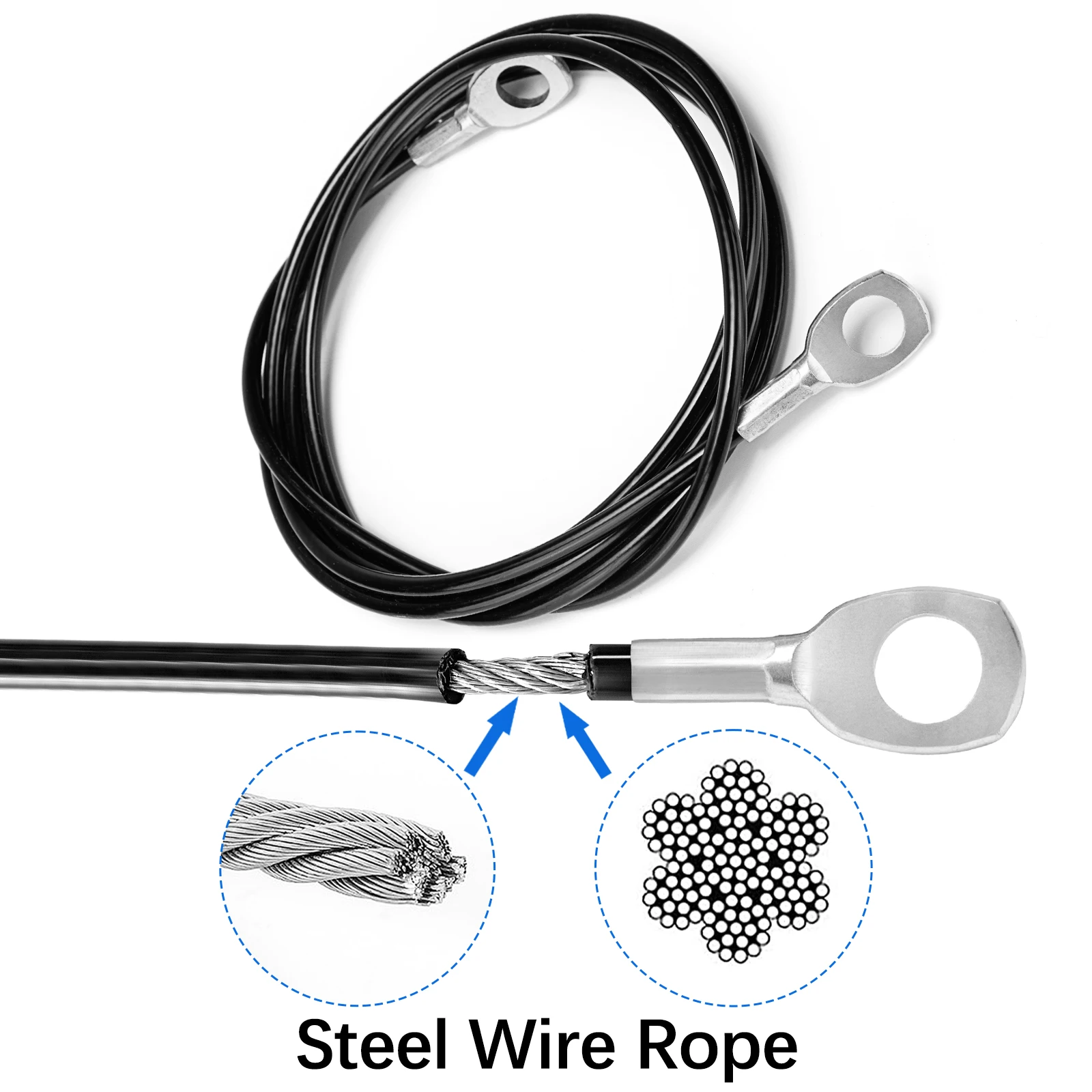 Fitness High-StrengthPulley Cable - Durable Steel Wire for Home Gym Equipment - Perfect Replacement for Powerhouse Gym