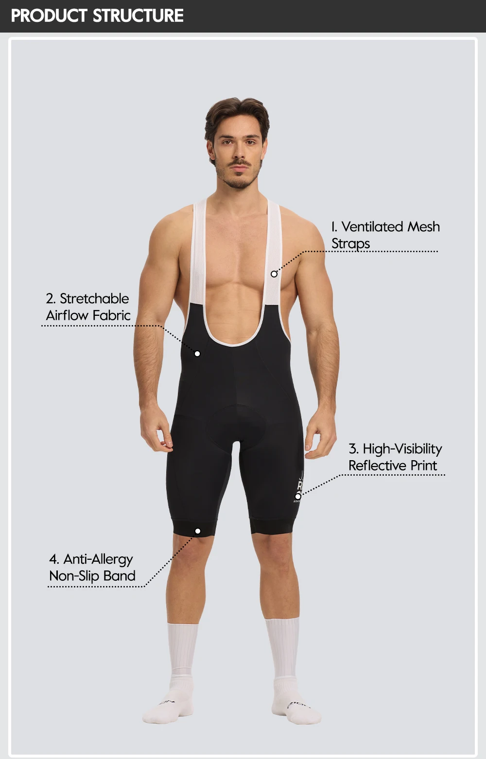 RION Herren Radsport-Trägerhose Rennrad MTB Tights Dolomiti 8H Polsterung Pro Fahrradbekleidung Sommer Sportbekleidung Atmungsaktiv – Detail 13