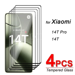 4 Pcs For Xiaomi 14T Glass Xiaomi 14T Tempered Glass HD Flim Full Glue Screen Protector Film Xiaomi 14T Pro Glass