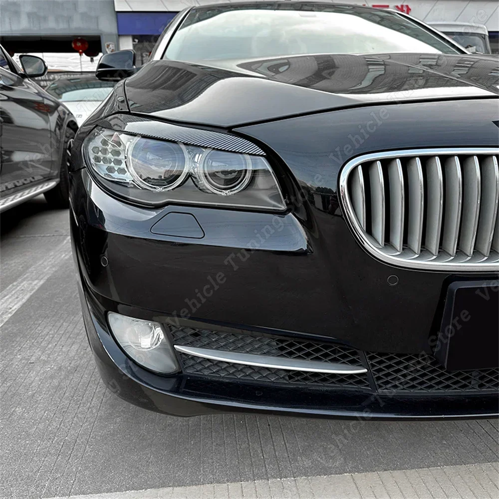 For BMW F10 F11 Evil Headlight Eyebrows Eyelid 5 Series 518d 520d 520i 530i M5 ABS Gloss Black/Carbon Look 3D stickers 2011-2017