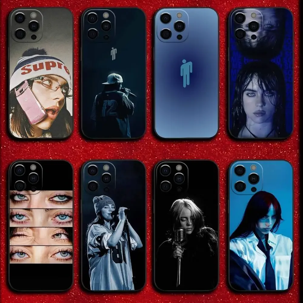 B-Billie B-BLUE Eilish singer Phone Case For iPhone 17,16,15,14,13,12,11,Pro,Max,Plus,E,SE4,Air,Mini Black Cover