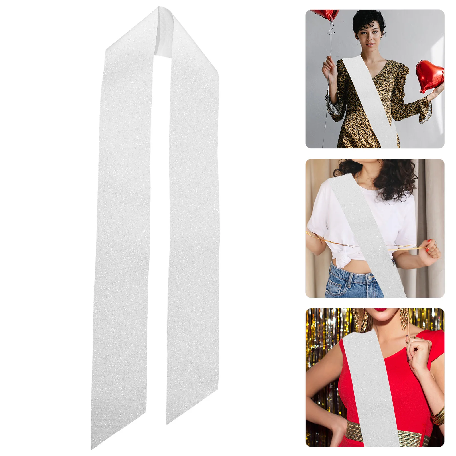 

6Pcs DIY Blank Glitter Sashes for Wedding Party Bridal Shower Bridesmaid Bachelorette Party Accessories Blank Glitter Sash
