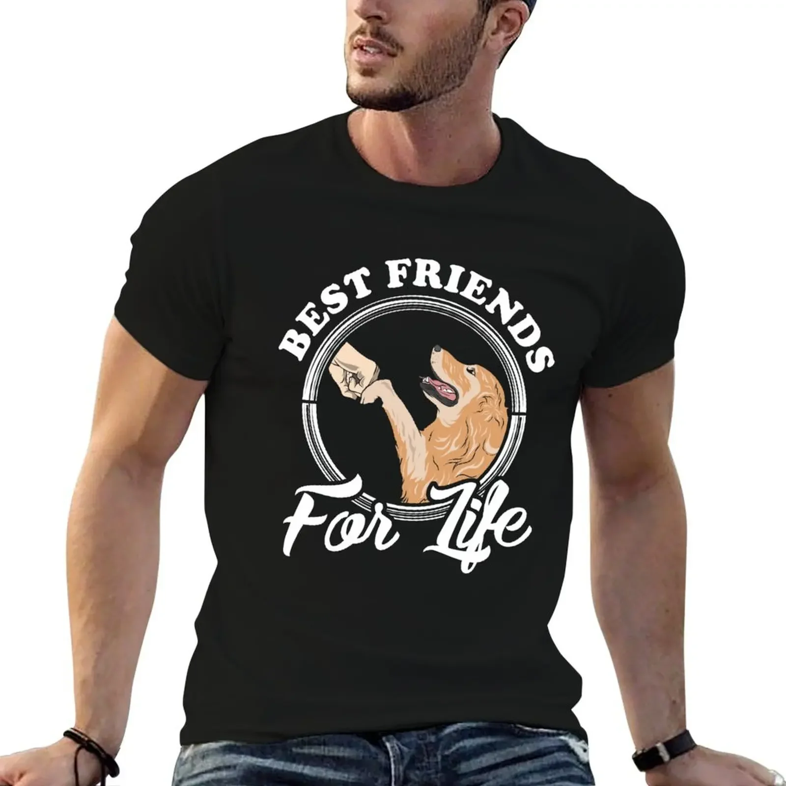 

Golden Retriever Lover Design Best Friends For Life T-Shirt basketball graphic tees rapper graphic tees Men's t shirts