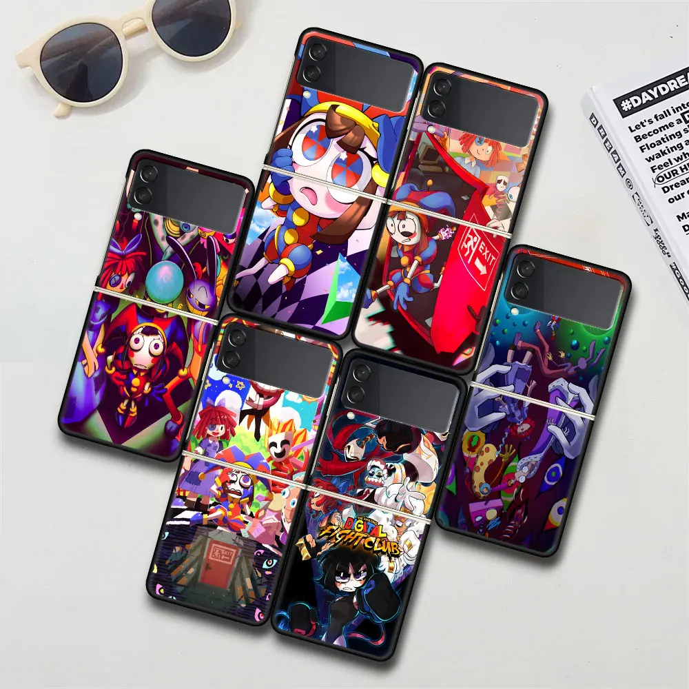 Pomni Amazing Digital Circus Case for Samsung Galaxy Z Flip 4 3 5G Hard Black Phone Funda Flip4 Flip3 PC Cover Zflip3 Zflip4