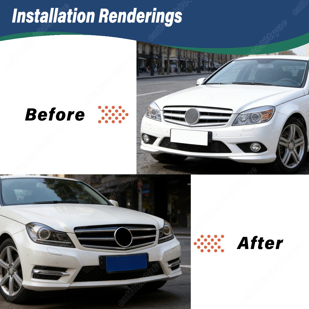 For Mercedes-Benz C-Class W204 4 Door 2009 2010 2011 2012 2013 2014 Automotive Front Bumper Original Car Replacement Grille Kit view 2