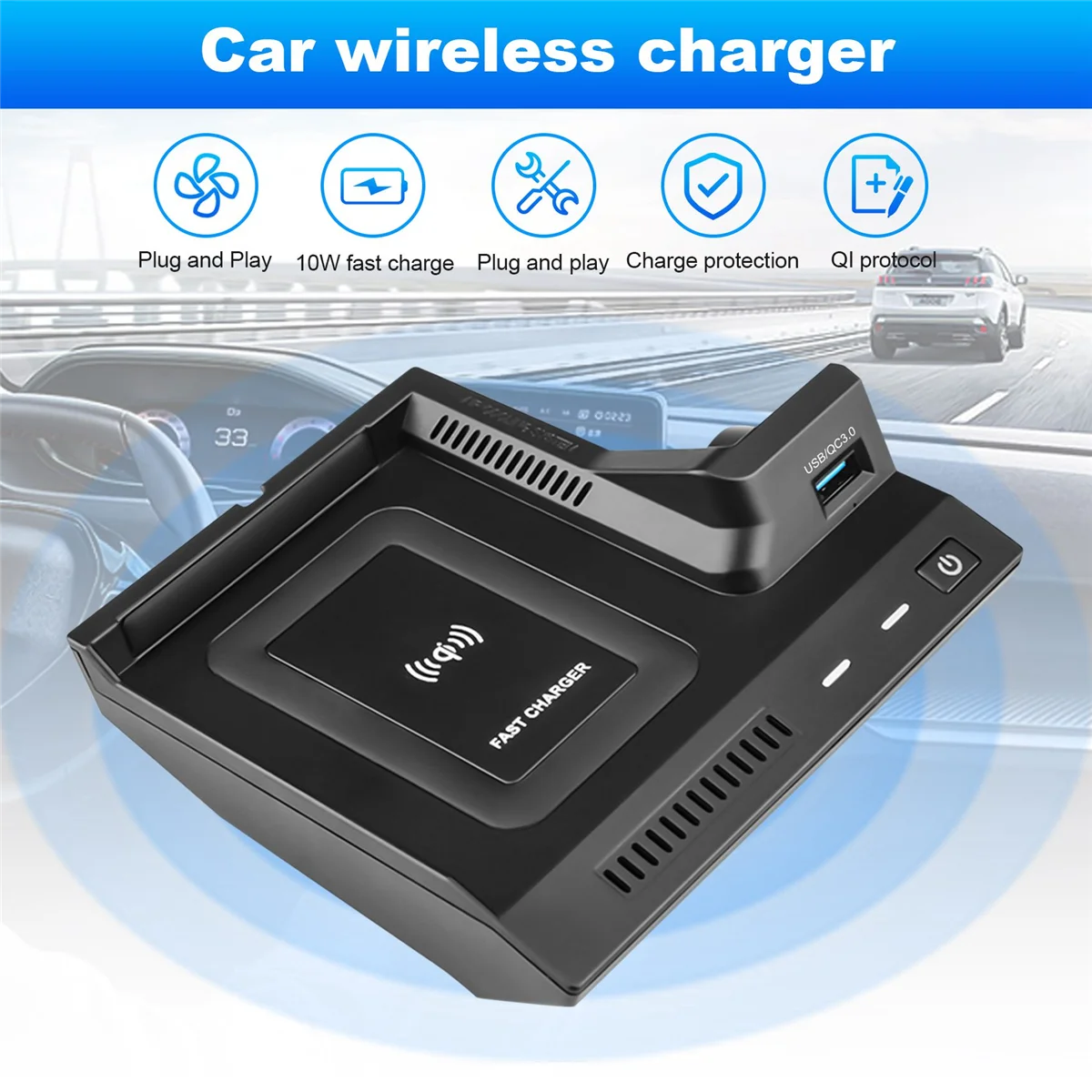 Y06A Car Fast Wireless Charger Phone Charger Charging Case Pad for C Class W205 C43 C63 X253 GLC Class