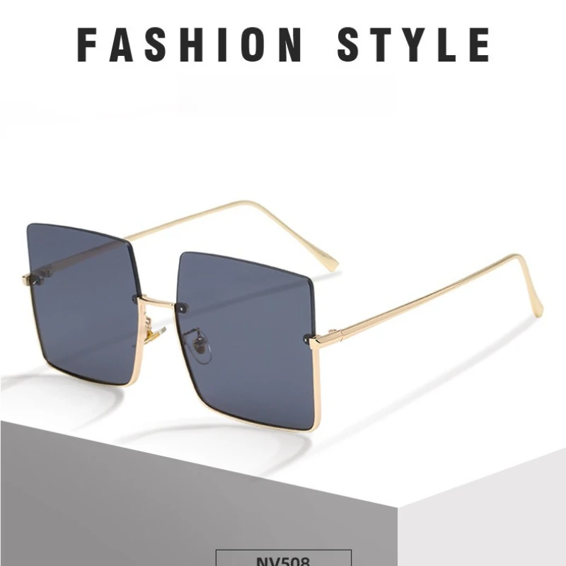 

Vintage Rimless Polygon Sunglasses Women Men Luxury Popular Travel Glasses Large Frame Driving Eyewear UV400 Ladies Sunshades