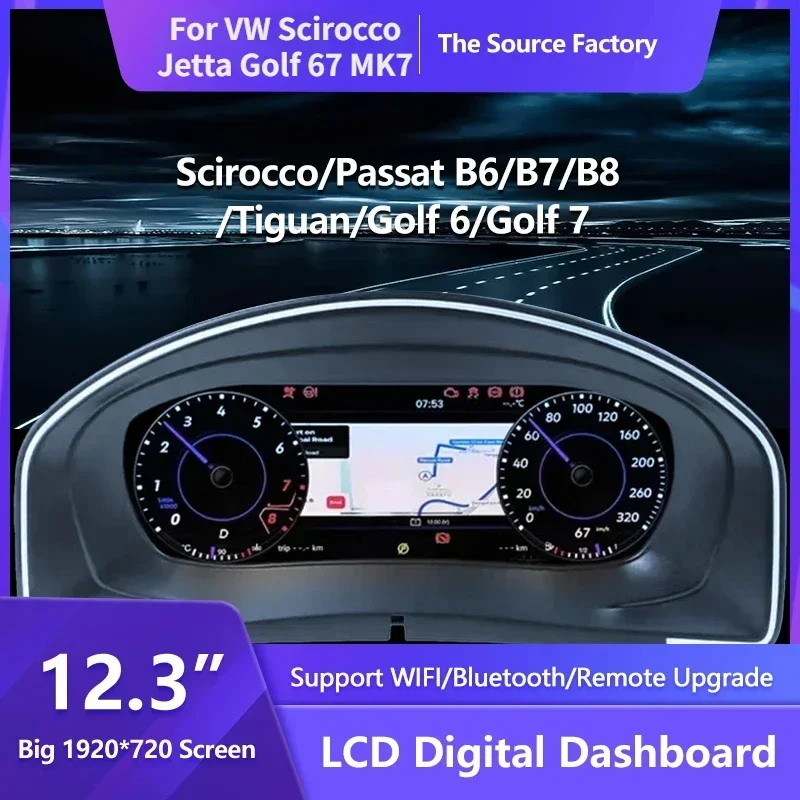 12.3'' Lcd Digital Dashboard Cluster For VW Scirocco Jetta Golf 67 MK7 Passat B8 B7 B6 Auto virtual Instrument Paneel Cockpit