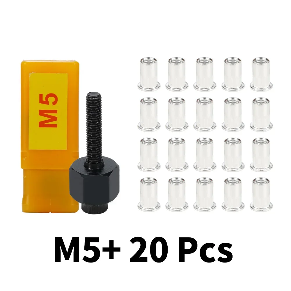 21pcs Hand Rivet Nut Gun Stainless Nuts Set Riveter Tool M3 M4 M5 M6 M8 M10 For Rivet Nut Gun Riveting Riveter Tool