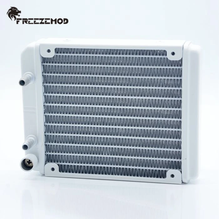 FREEZEMOD 120mm Aluminum Radiator White 27mm thickness 12CM installation Tube Connector port  Water Cooler HeatSink SR-JZFS12