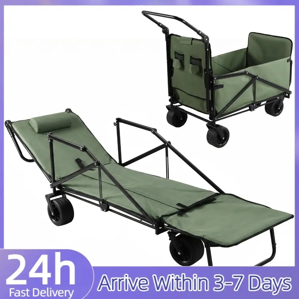 

600D Oxford Cloth Heavy Duty Folding Beach Wagon with All-Terrain Wheels Foldable Shopping Wagon Cart for Camping Garden Fishing