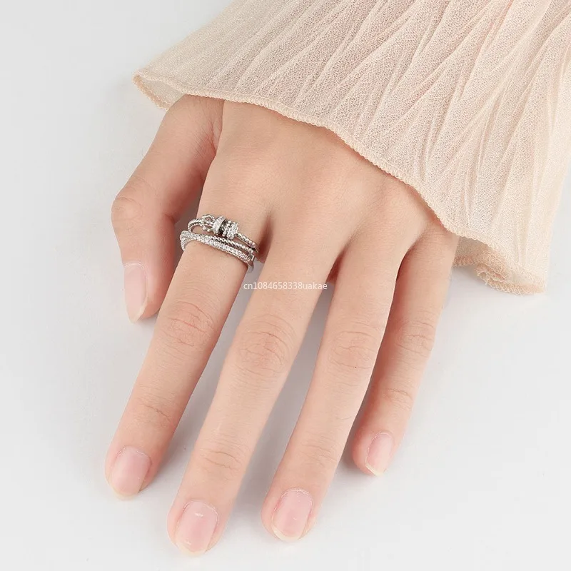 1pcs Zircon Beads Cross Fidget Ring with Card for Women Anti Stress Adjustable Anxiety Ring Aesthetic Ring Vintage Jewelry Gifts