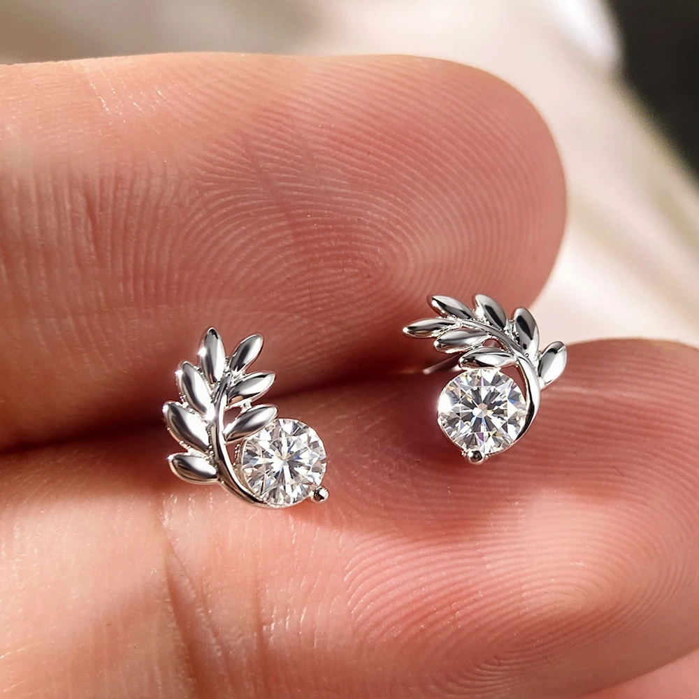 OEVAS 3.5mm Round Moissanite Stud Earrings For Women S925 Sterling Silver Can Pass Diamond Test Wings Earring Wedding Jewelry view 4