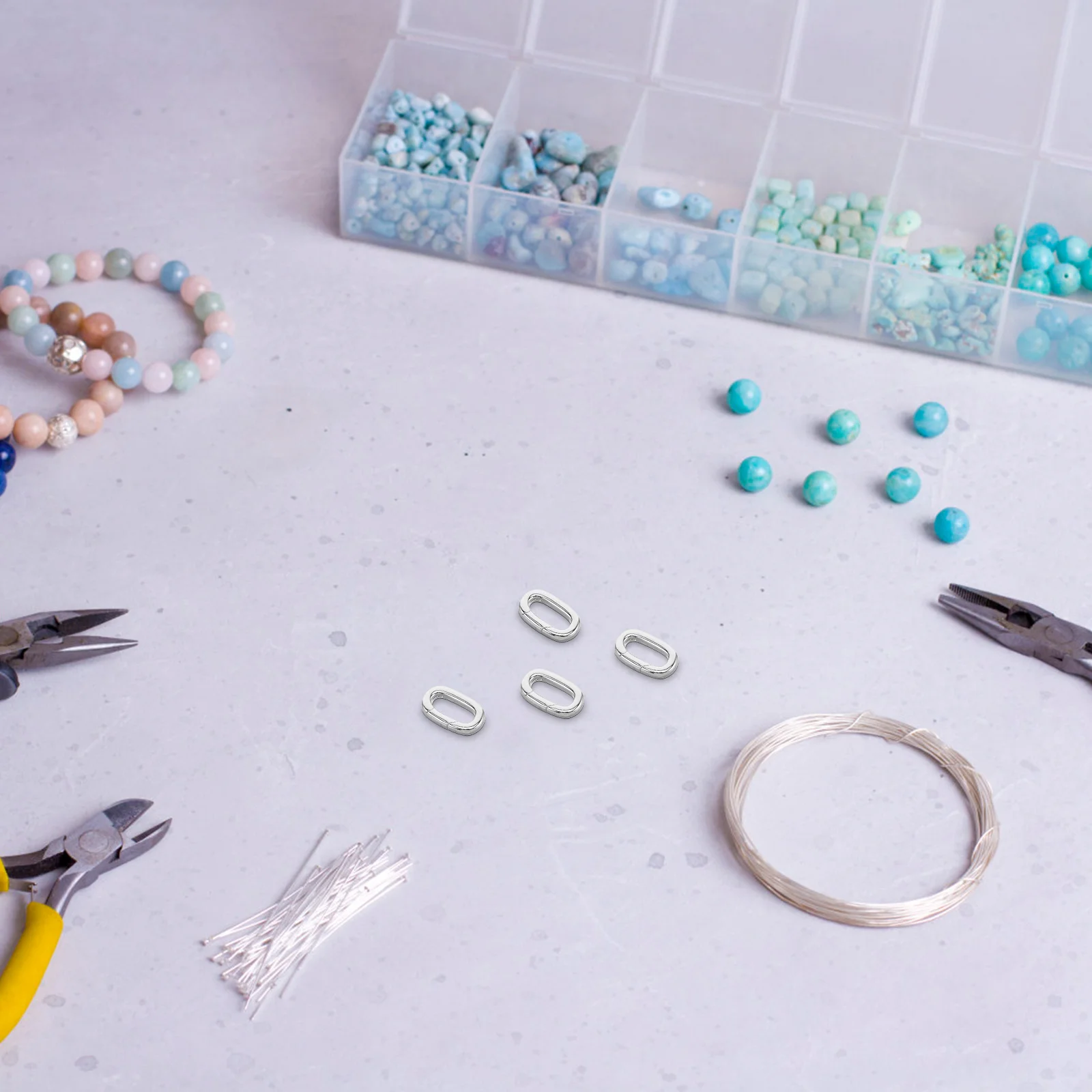 

4Pcs Jewelry Connector Oval Clasp for Necklace Shortening Bracelet Making Carabiner Pendant Clasps Durable Stylish