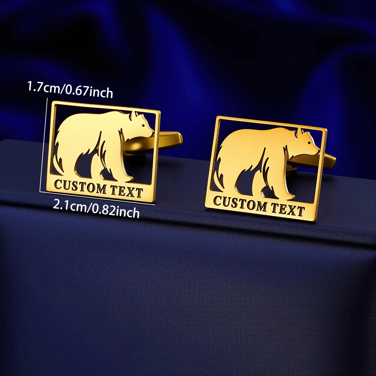 Image 7: Boutons de manchette ours polaire pour hommes, nom personnalisé, chemise de costume, boutons en acier inoxydable, bijoux de sport, cadeaux