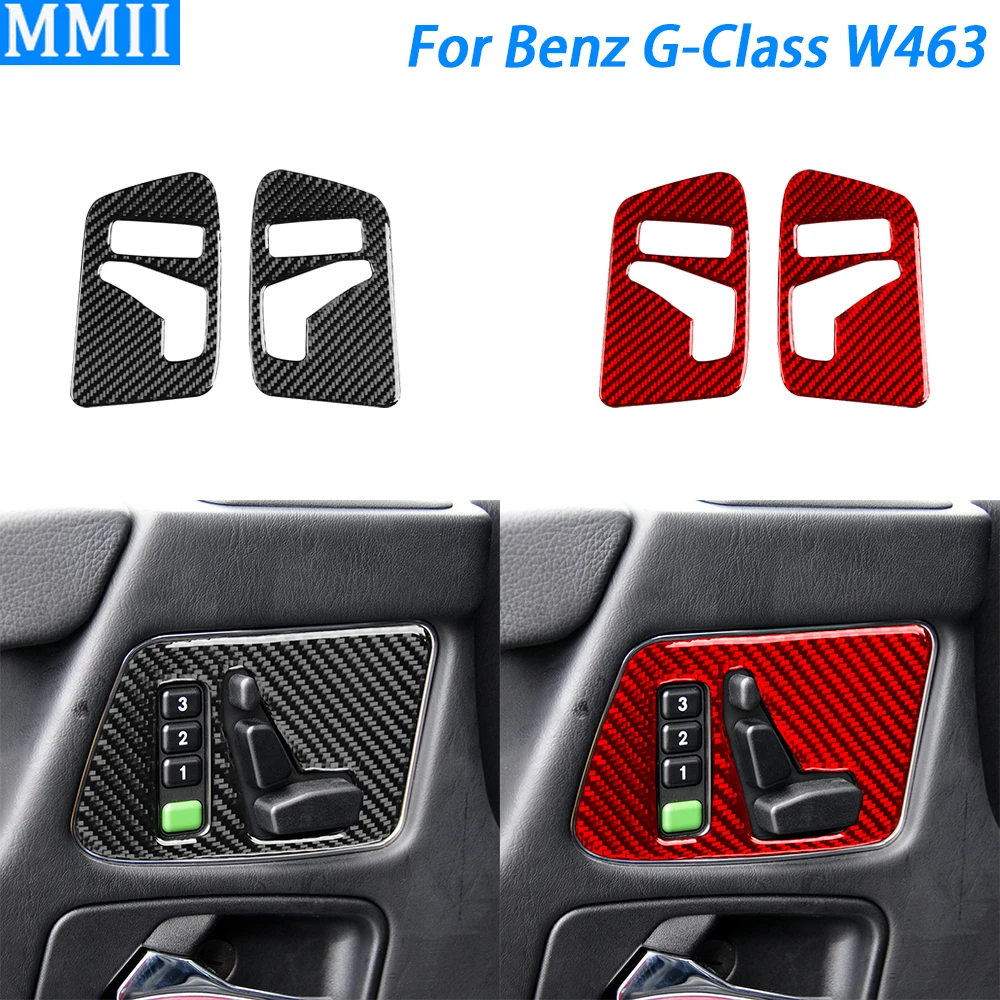 For Benz G-Class W463 G500 G55 2004-2012 Carbon Fiber Seat Adjustment Control Panel Trim Cover Car Interior Accessories Sticker