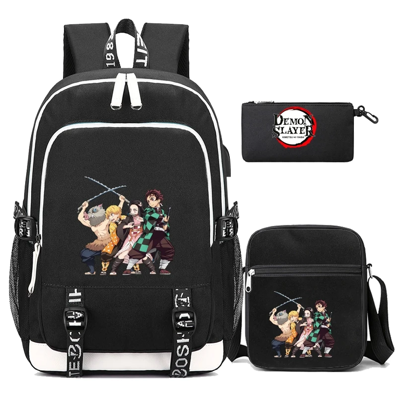 

3Pcs/set Anime Demon Slayer Bookbag Teenagers Student Schoolbag Boy Girl Large Capacity Backpack Rucksacks Back To School