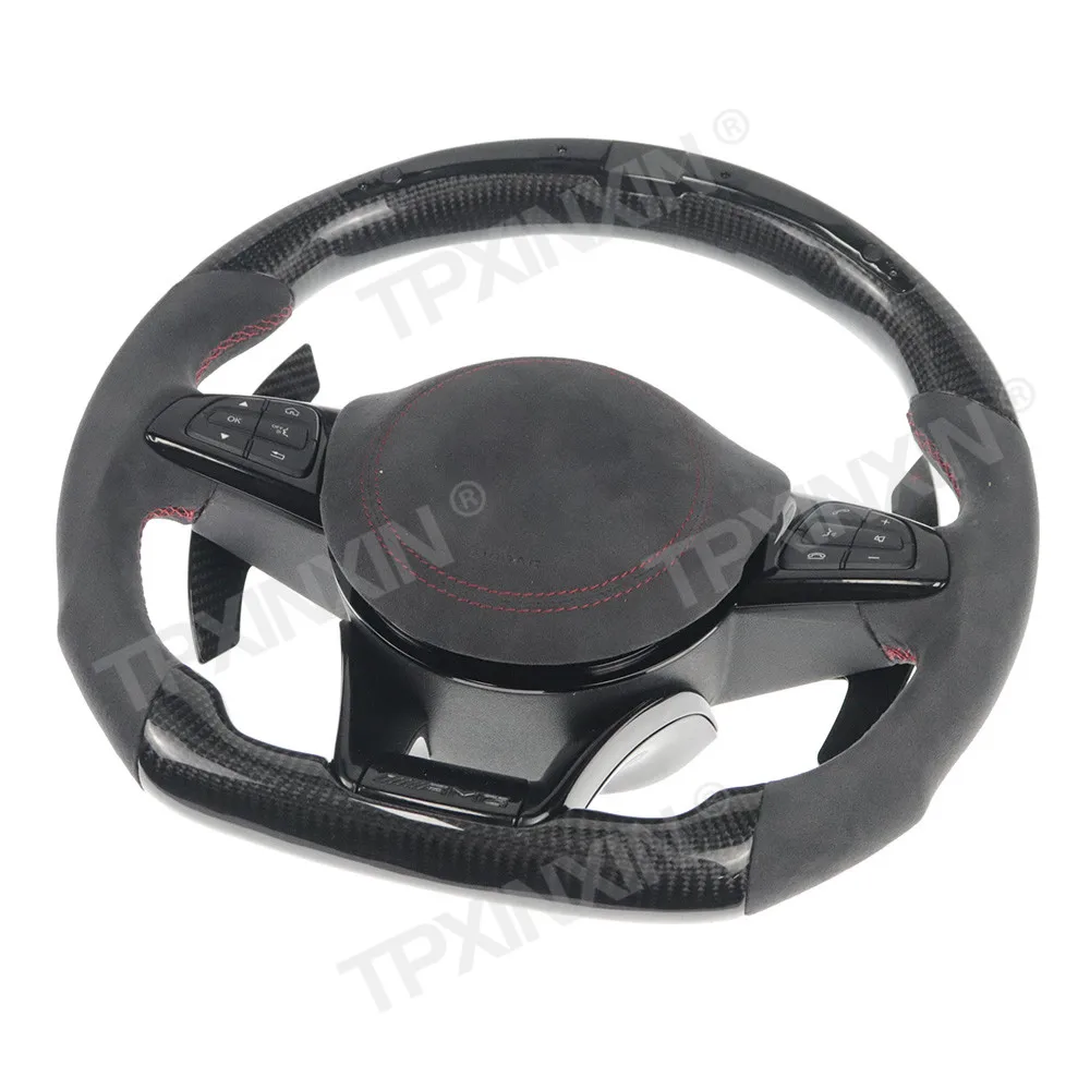 For Mercedes Benz C Class C63 Car Steering Wheel Carbon Fiber Car Steering Wheel Buttons Multimedia Player Android