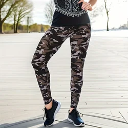 Camouflage Tight Casual High Stretch Women's Leggings, Sporty And Fitness Retro Point Pencil Pants