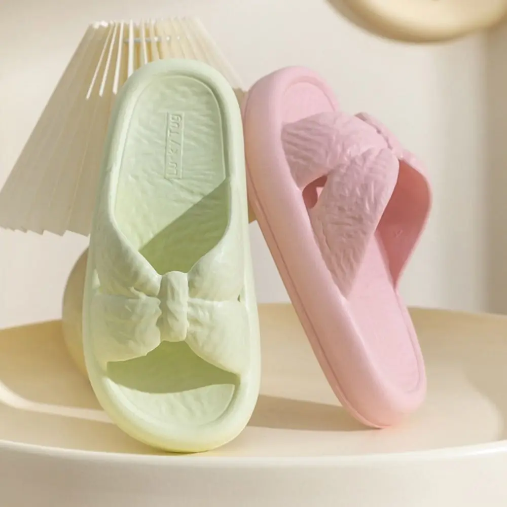 

Fashion Non-slip Thick Platform Slippers Bow Soft Sole Slide Sandals Beach House Shoes Flip Flops Summer