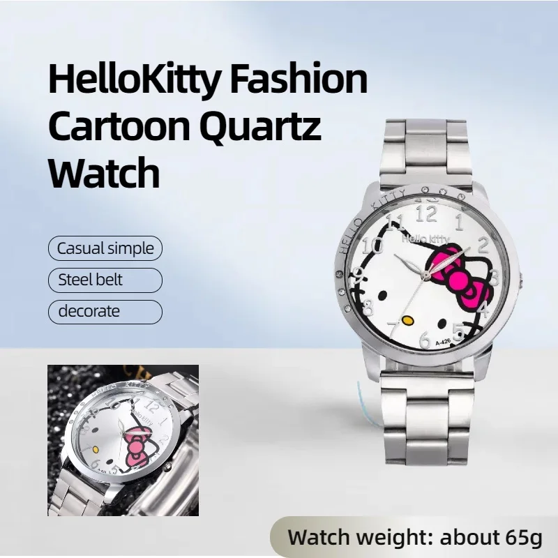2025 new hot-selling casual simple steel belt women's watch HelloKitty fashion cartoon quartz watch girls' holiday watch gift
