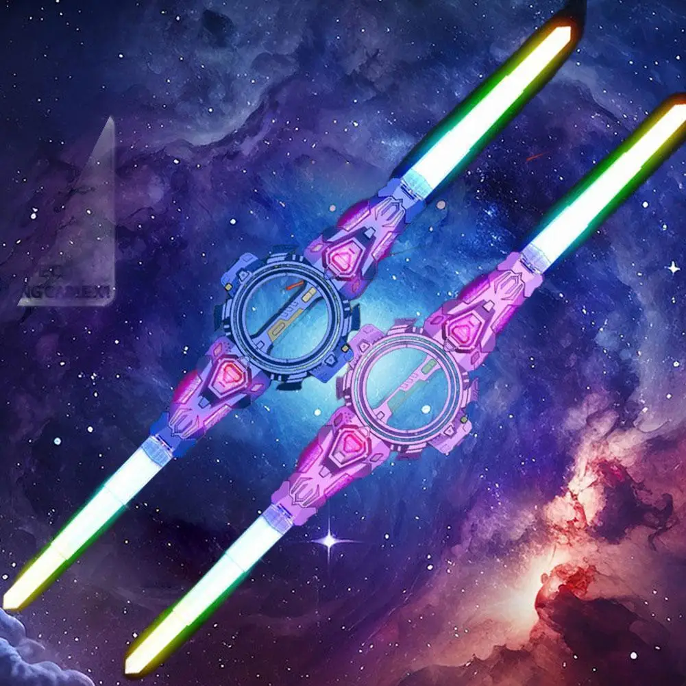

Уличная игрушка, яркий вращающийся меч, многоцветная вспышка, светодиодный свет, блестящий косплей, игрушечный меч, двусторонний выдвижной световой меч