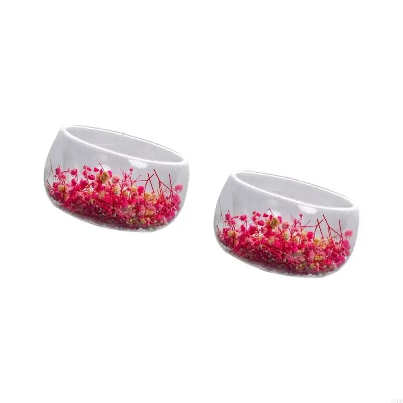   Double Layered Dried Flower Bowl Heatproof Shatterproof Borosilicate Glass Bowl