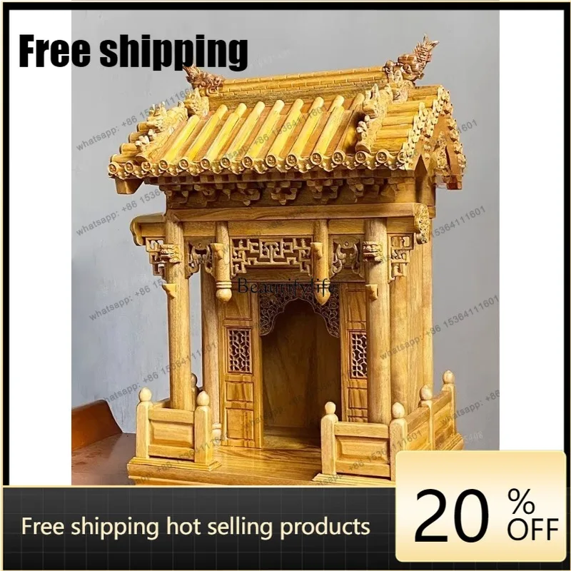 JJ Desktop Buddhist Niche Camphor Solid Wood Household