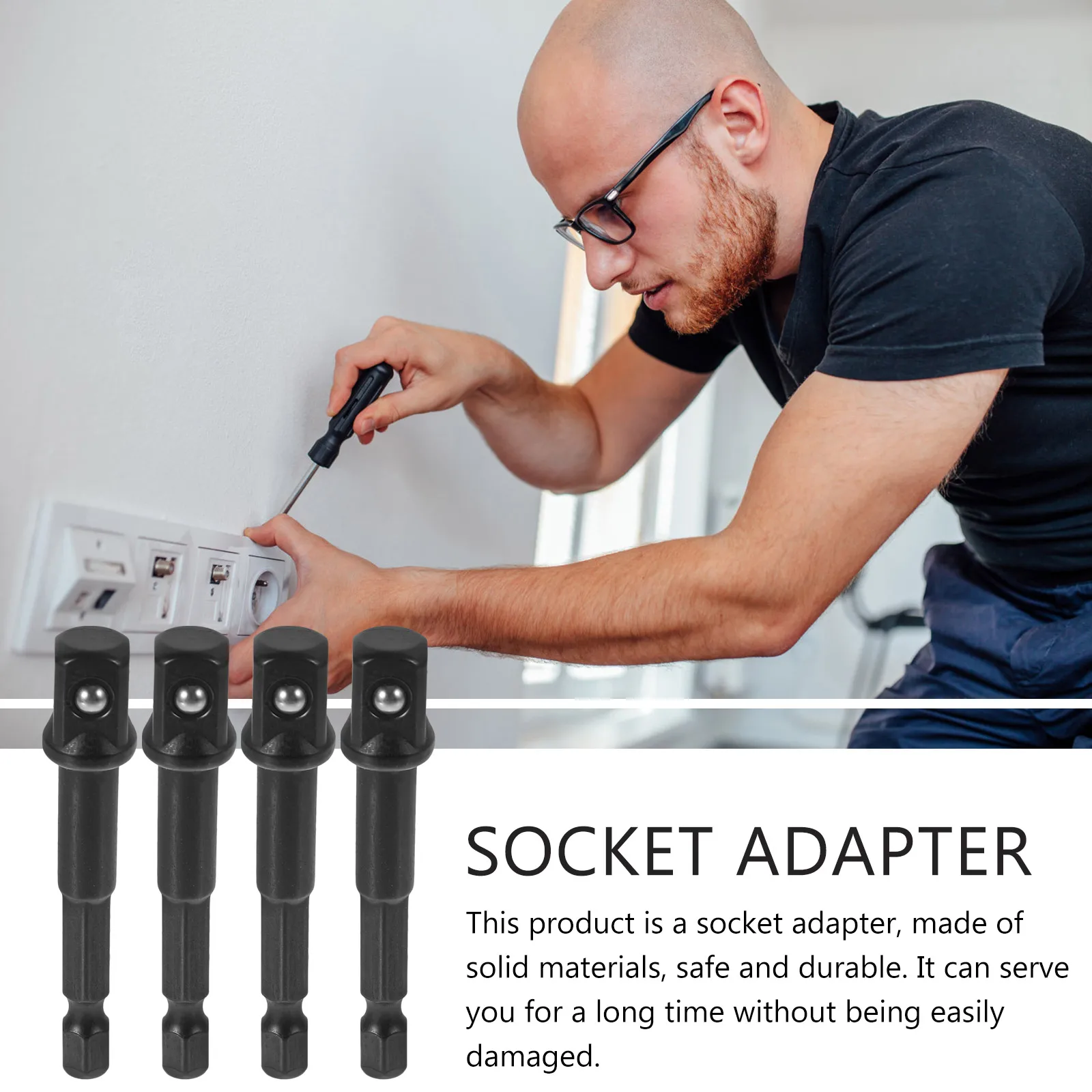 

1Set 3 8 Inch Socket Drill Adapter High Efficiency Conversion Accessory 63mm Hex 10mm Square Durable Design Socket Adapter