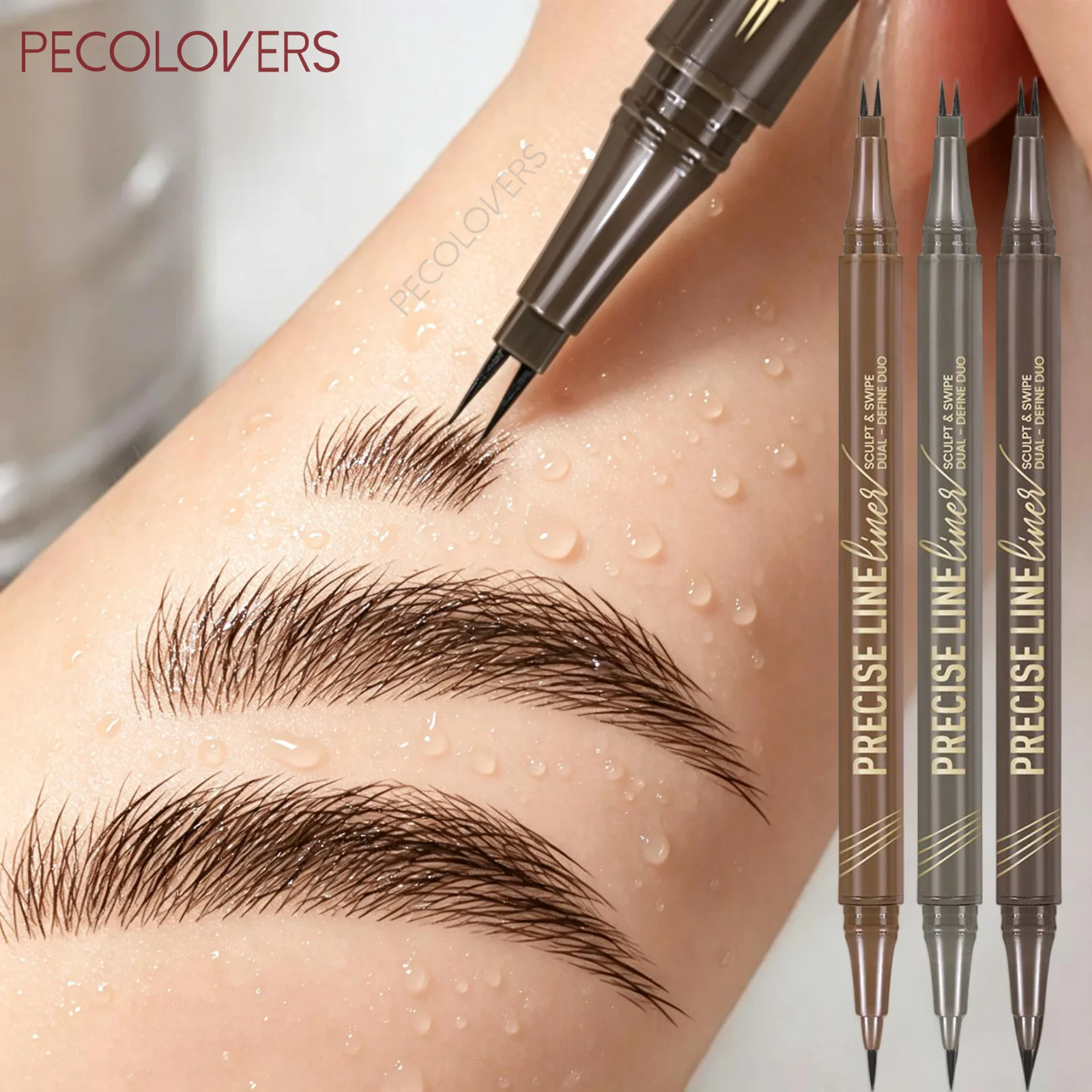 1PC Waterproof Dual‑Ended Eyebrow Pencil - Precisely Draw 3D Stereo Brows, High Pigmentation, Fine‑Tip Design, Smudge‑Resistant