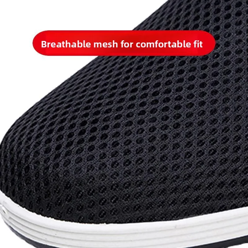 Men's Summer Breathable Hollow Mesh Slip-On Casual Shoes Quick Dry Super Soft Beijing Net Shoes Elastic Closure round Toe Rub...