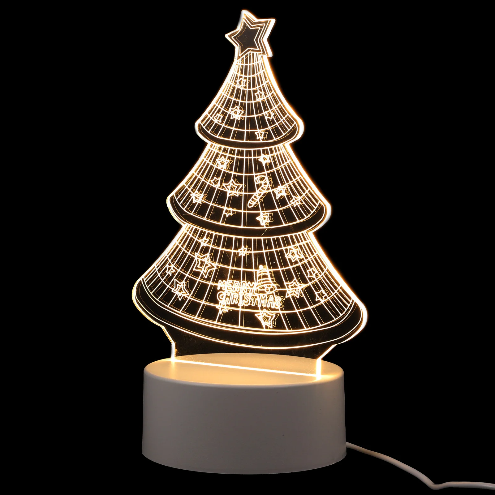 Exquisite 3D Christmas Tree Night Light USB Lamp Dual-Use Decorative Light Practical Design Xmas Gift