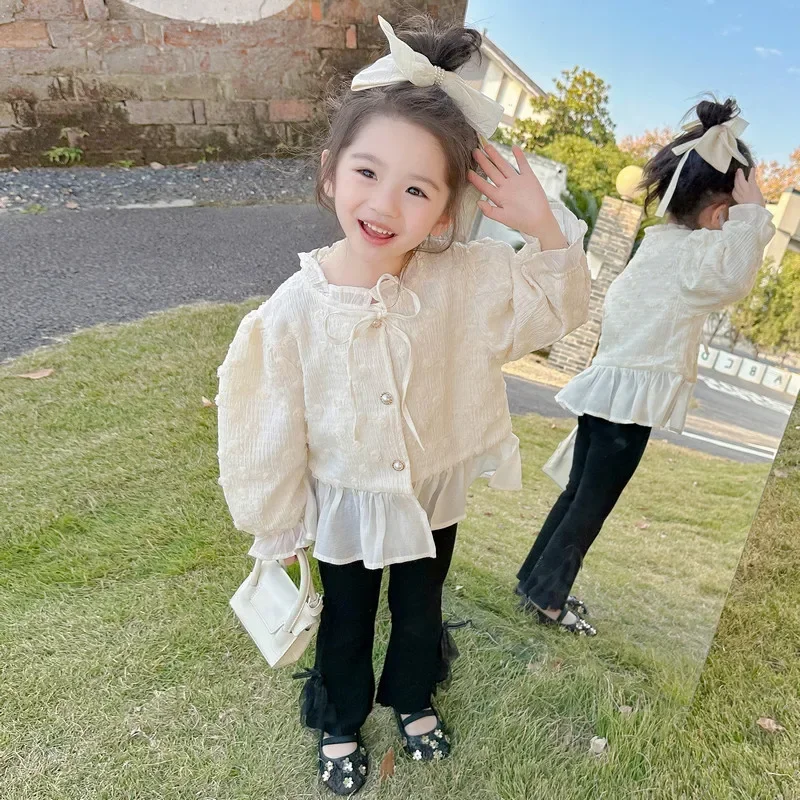 

Baby Girl Clothes Suit 2024 New Girls Spring Shirt Girl Baby Spring Style Lace Coat Children Spring New Fashion Clothes