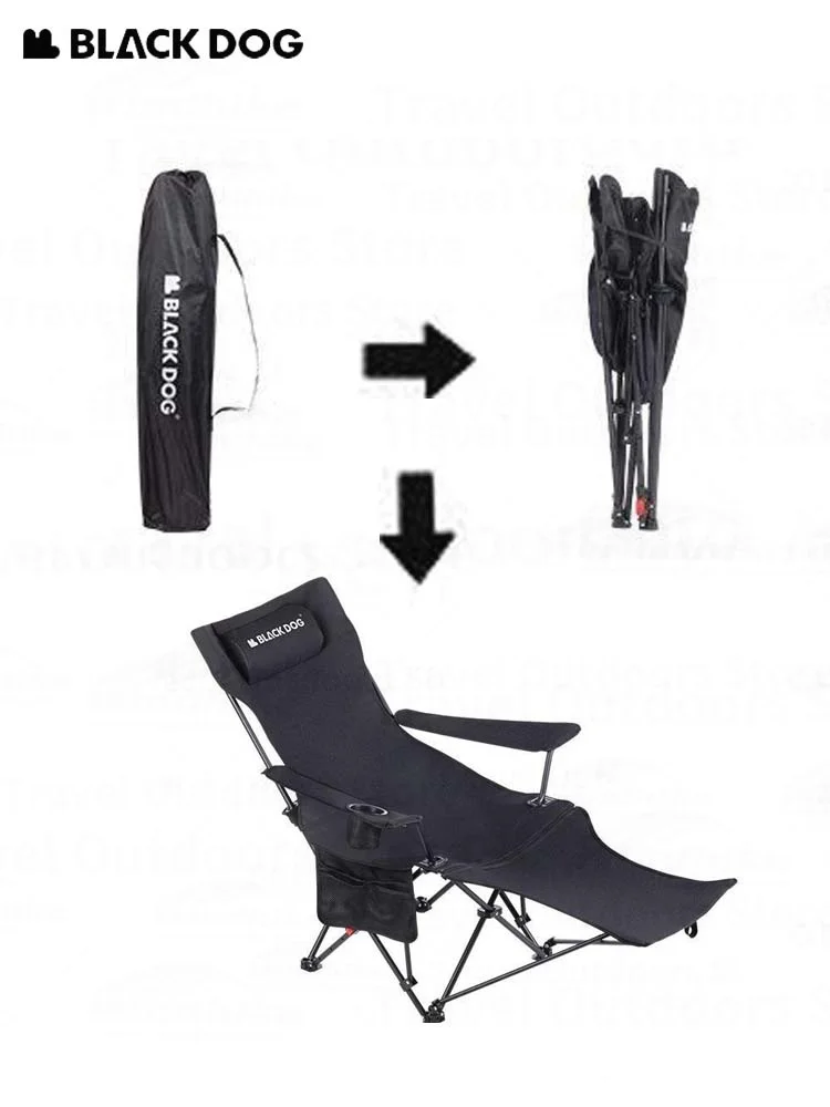 

Naturehike BLACKDOG Camping Chair Folding Recliner Portable Adjustable Lounger for Outdoor Picnic With Removable Headrest Pillow