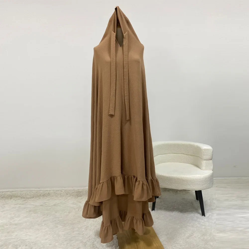 

Eid Djellaba Hooded Khimar Abaya 2 Piece Set Women Muslim Prayer Garment Hijab Dress Turkey Kaftan Burqa Islam Jalabiya Ramadan
