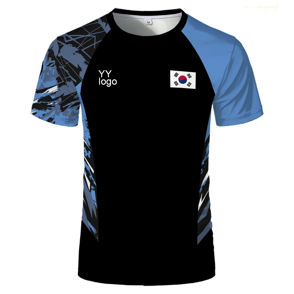 YY Logo Badminton Clothes T-shirt Sports Quick Dry Padel Tennis Uniform Men\'s South Korea Team Competition Jersey Clothing