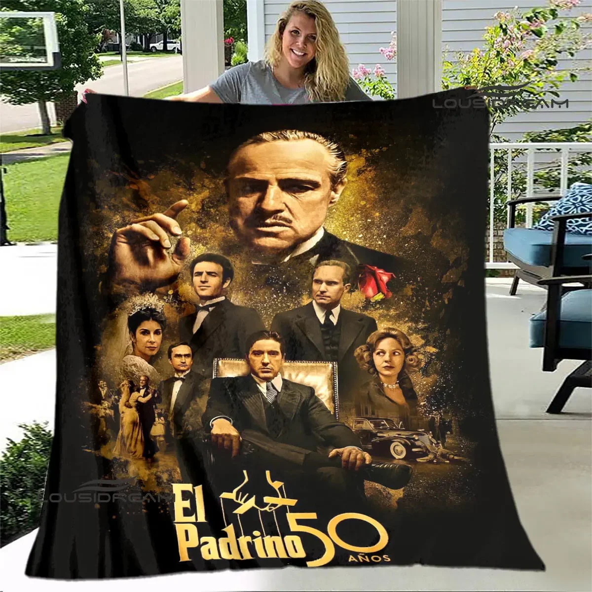 The Godfather Retro Printed Blankets Fashion Warm Flange Blanket Soft And Comfortable Blanket Bed Linings Birthday Gift