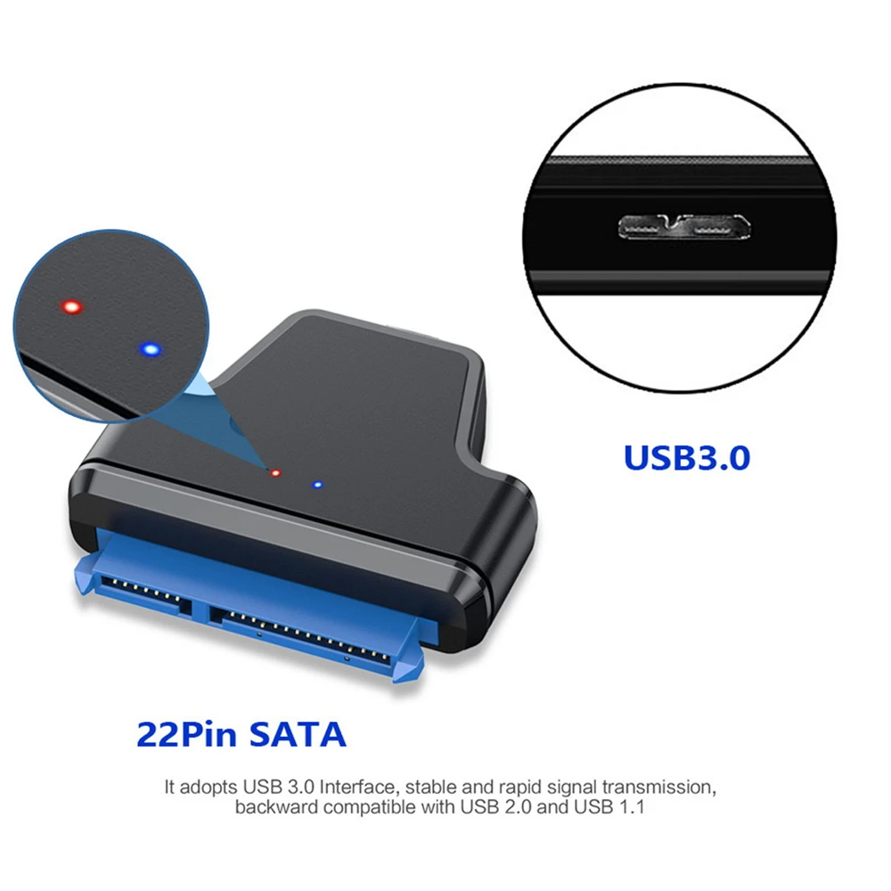 Mass Storage Class Enclosure Adapter, 2.5 "Hard Disk Drive, SSD, HDD, 5Gbps, Micro USB 3.0 para SATA, 22Pin, 7 + 15