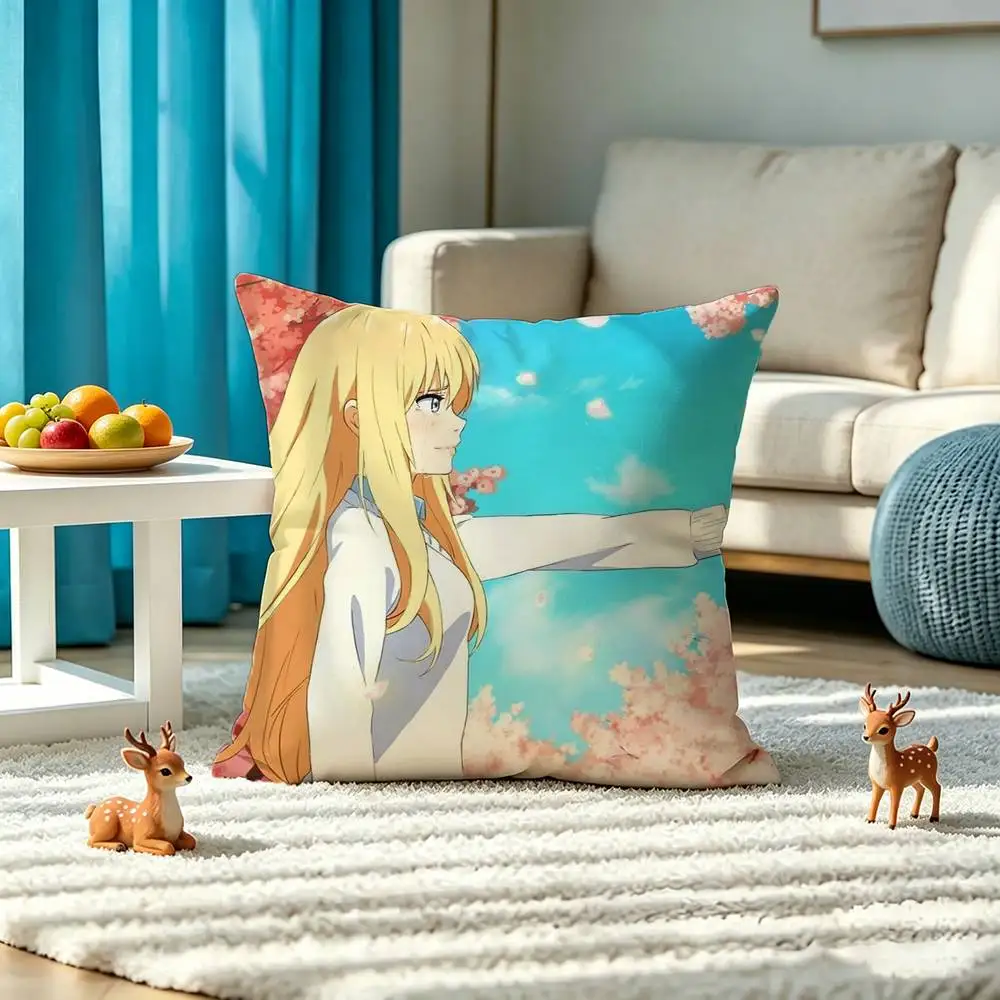 Y-Your Lie in April Pillow Case Square Double-Sided Sofa Cushion Cover Bedroom Bedside Pillow