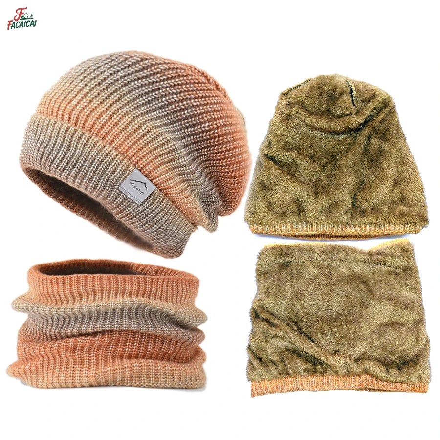 

Winter Gradient Color Knitted Hat Thick Warm Winter Hat with,Gradient Color Knitted Warmer Fashion Outdoor Windproof