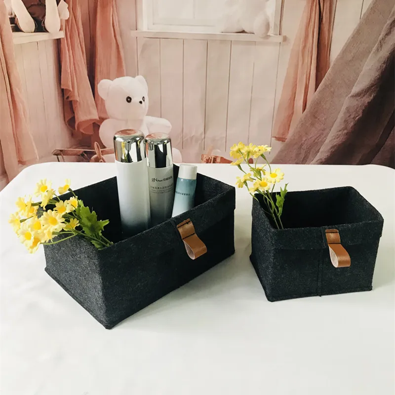 Cosmetics Desktop Organizer Nordic Felt fabric Storage Baskets Decorative flower basket Kids Toys Sundries Storage Box 화장품 정리