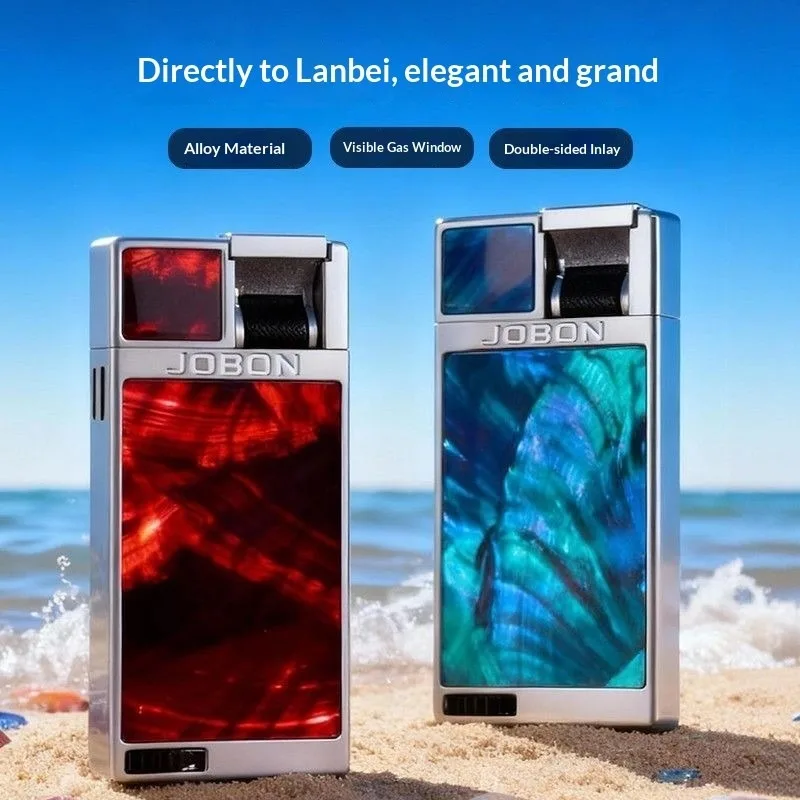 Rare Blue Flame Windproof Lighter with Exquisite Relief & Colorful Shell Design, Flat Flame Jet Lighter for